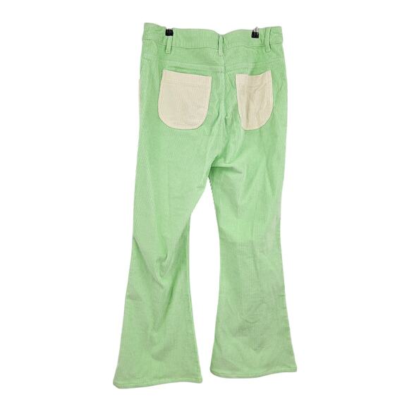 Hammies Men's Corduroy Pants Green White Bell Bottom Flared Tailored Fit Size 32 - Picture 3 of 8
